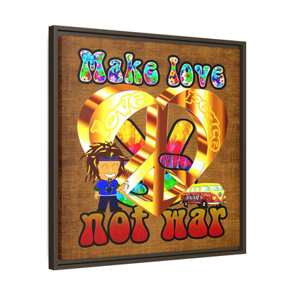 love peace - framed canvas art (brown papyrus)