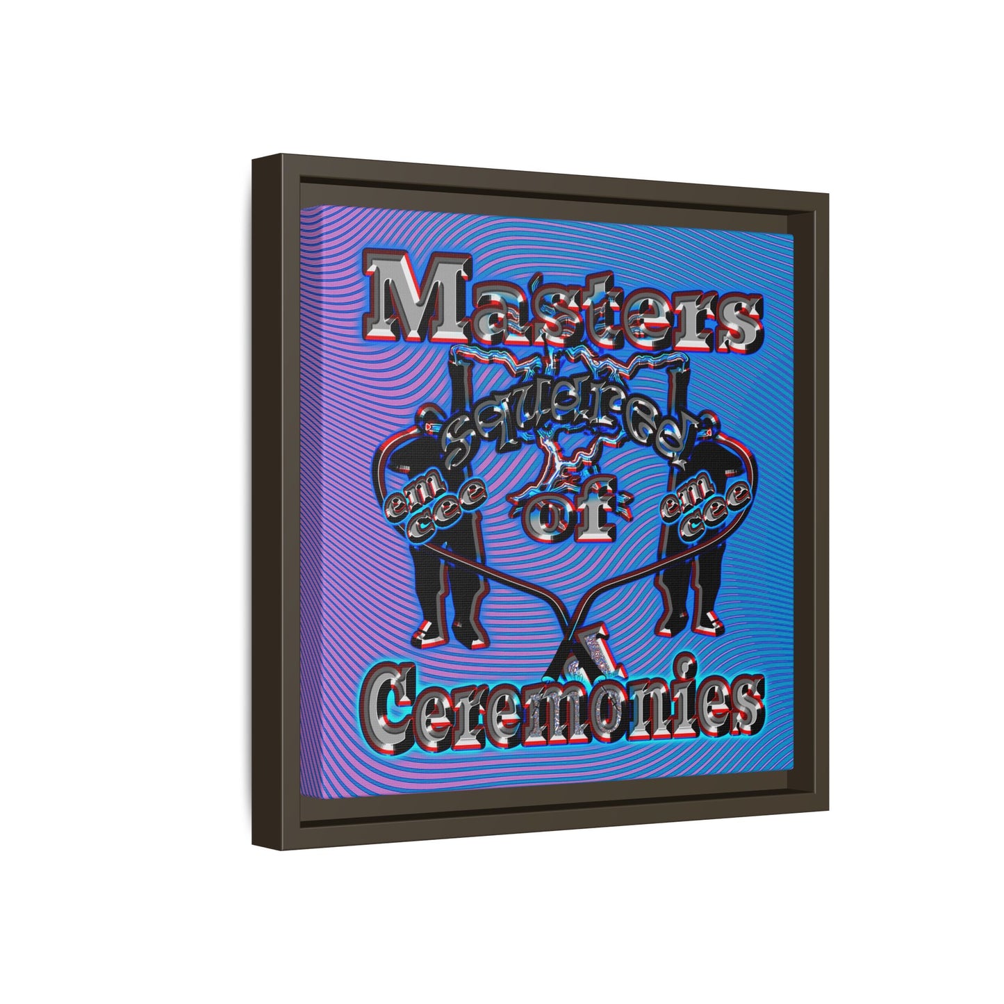 em cee squared - framed canvas art (light blue-purple wave)