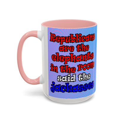 donkeys and elephants - Accent Mug (light blue-purple wave)