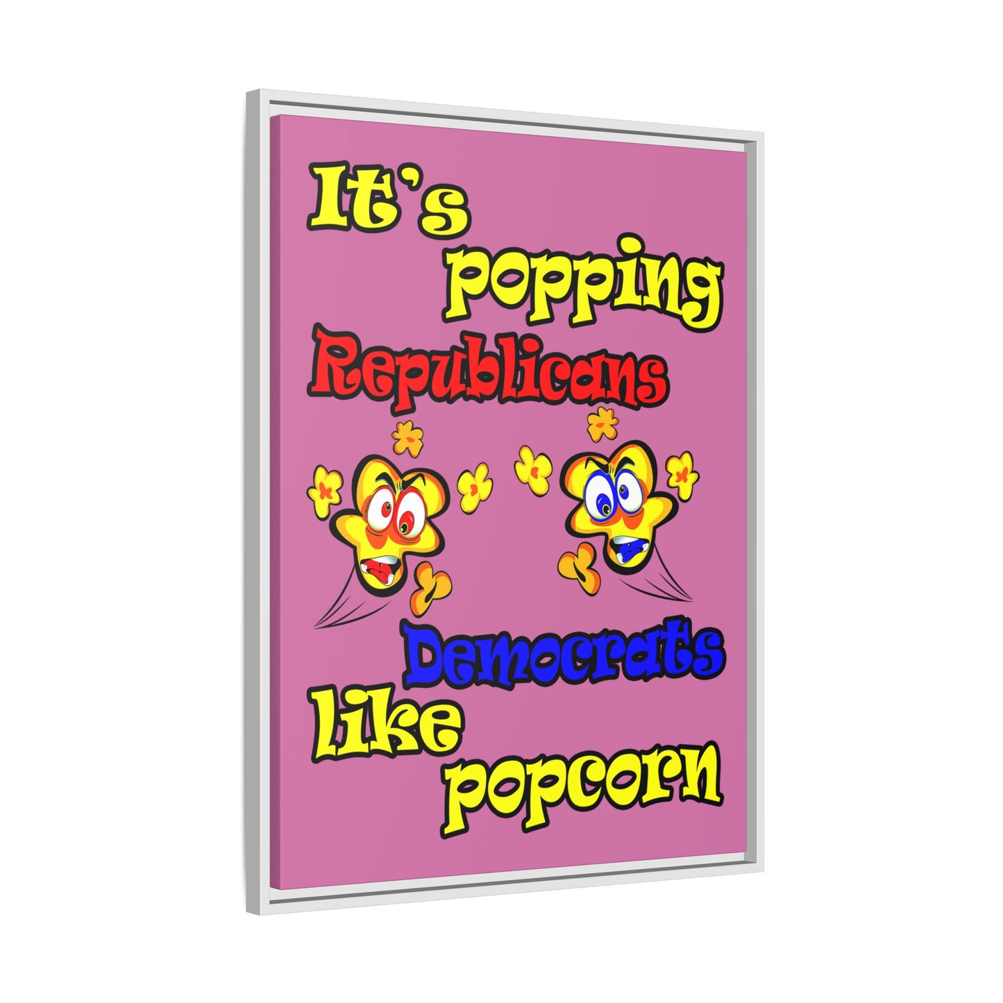 popping like popcorn - framed canvas art (light pink)