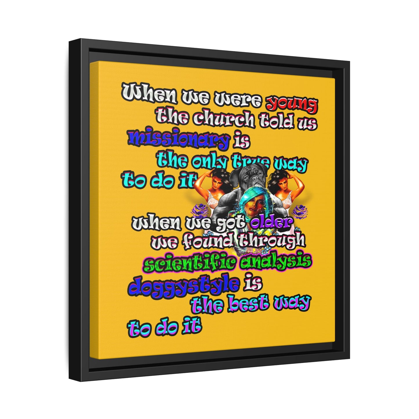 doggystyle - framed canvas art (yellow)