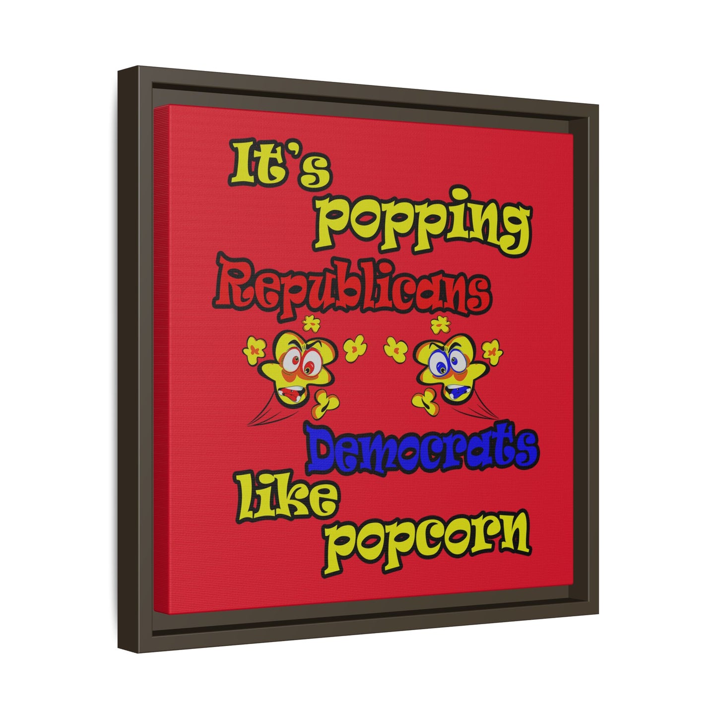 popping like popcorn - framed canvas art (dark red)