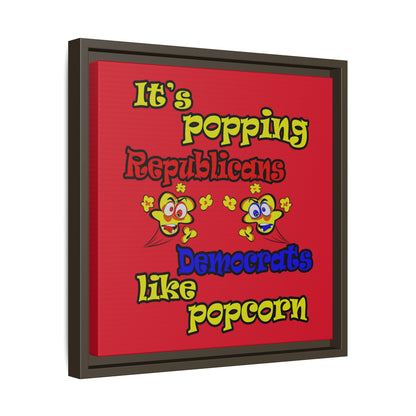popping like popcorn - framed canvas art (dark red)