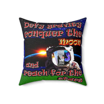 defy conquer reach - Spun Polyester Square Pillow - ('snoops' background)