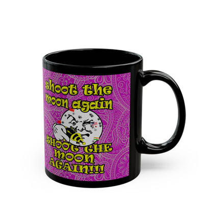 shoot the moon again - Black Mug (pink swirl)