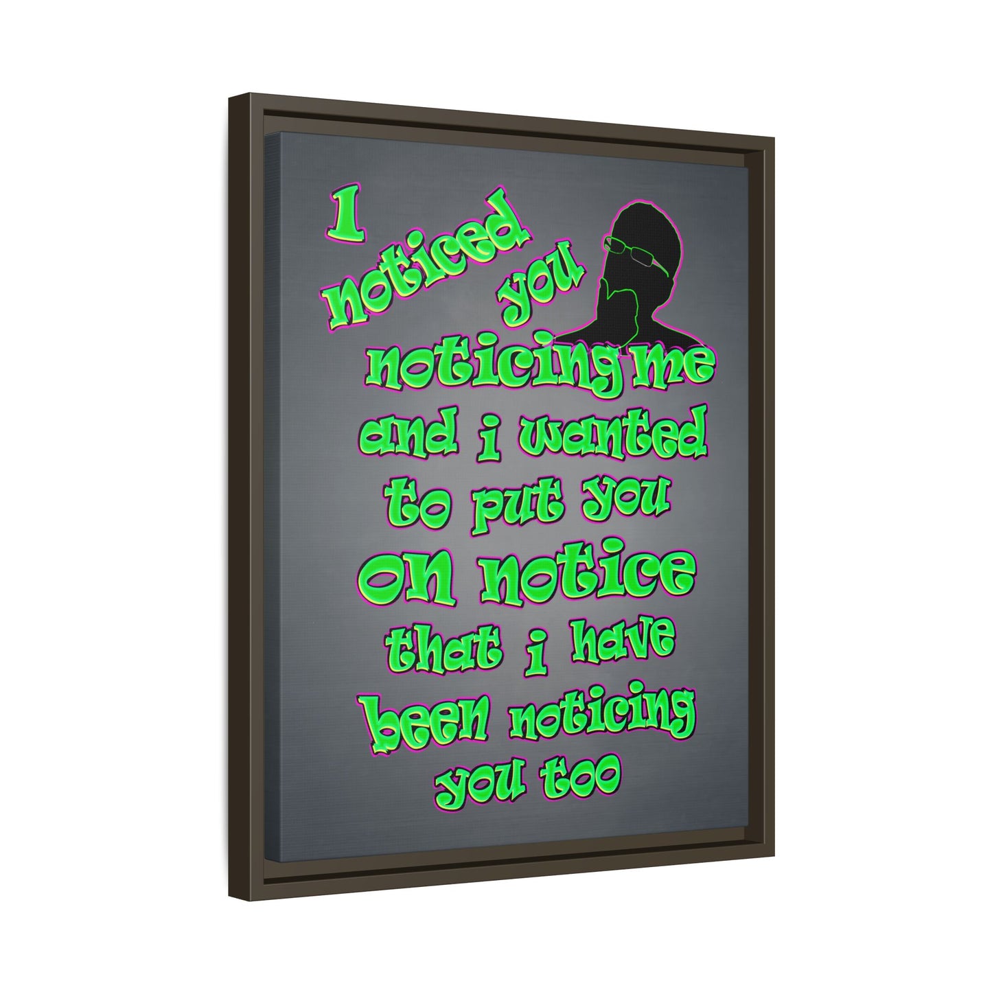 noticed you noticing - framed canvas art (grey-light grey)