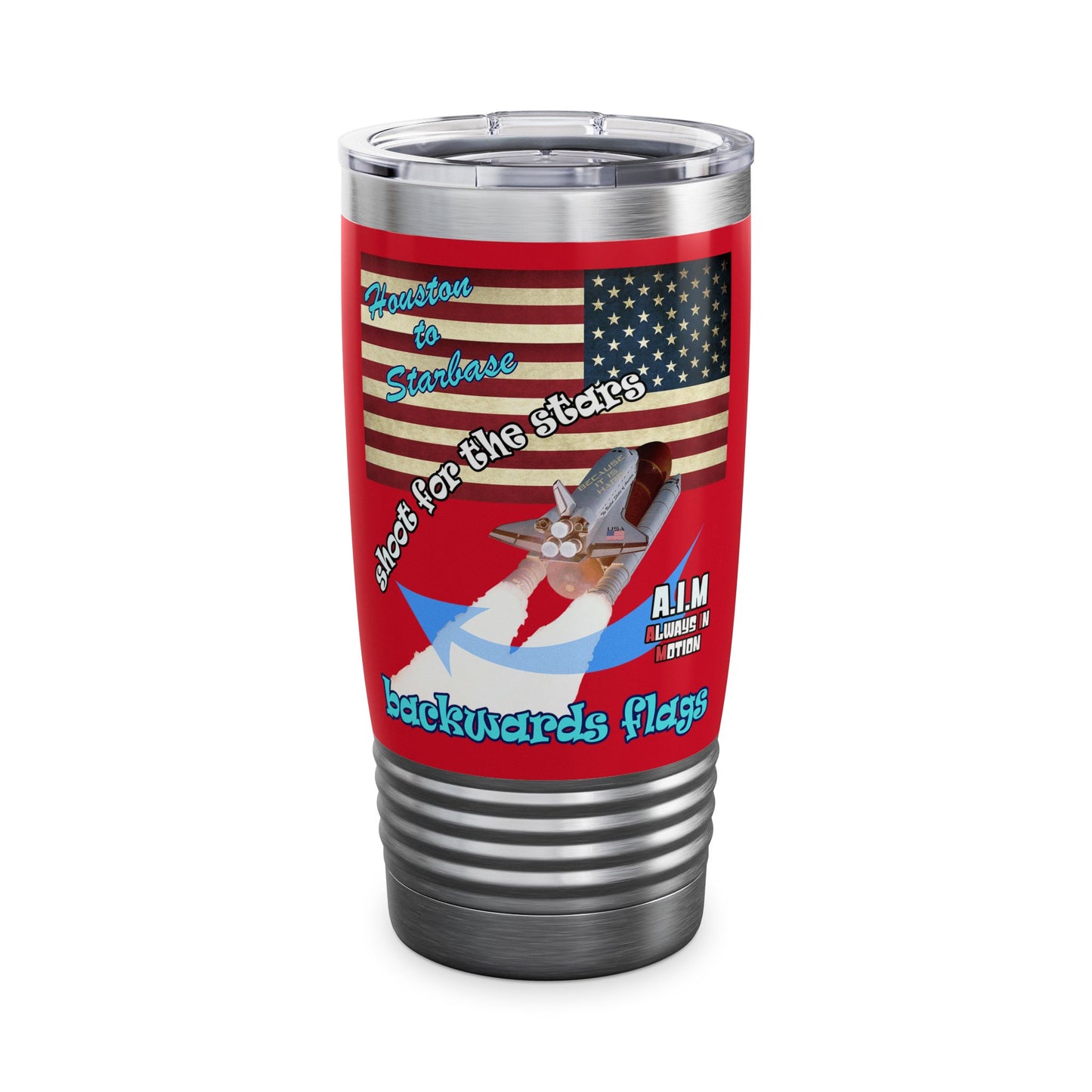 shoot for the stars - Ringneck Tumbler, 20oz (dark red)