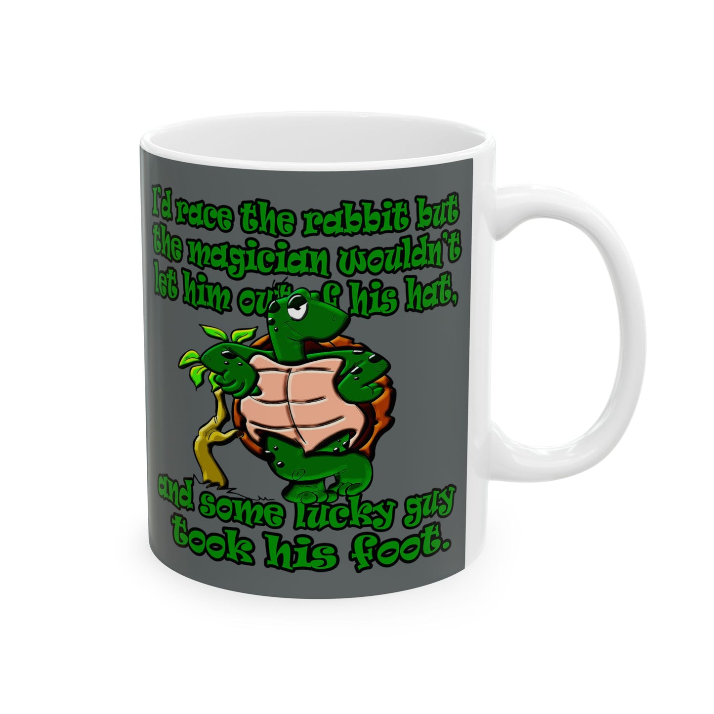 turtle race - White Mug (dark grey)