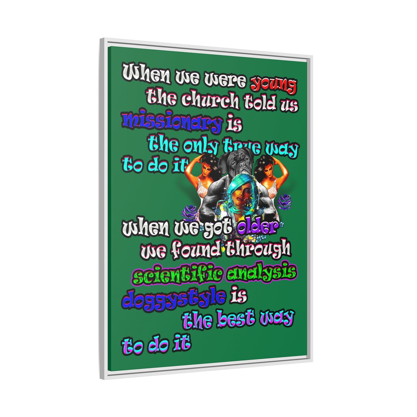 doggystyle - framed canvas art (dark green)