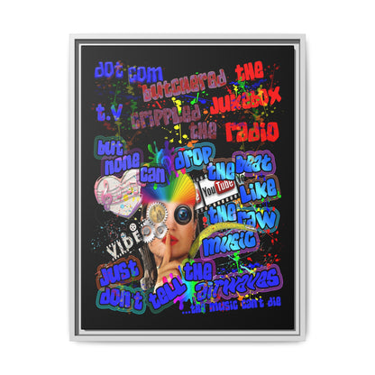 drop the beat - framed canvas art (black)