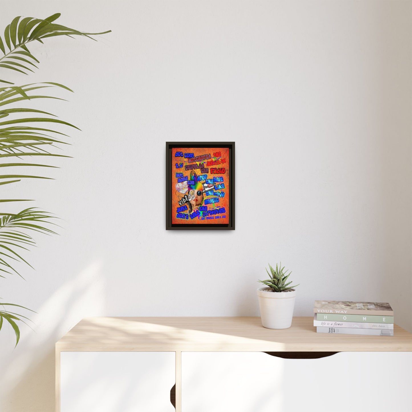 drop the beat - framed canvas art (burnt orange)