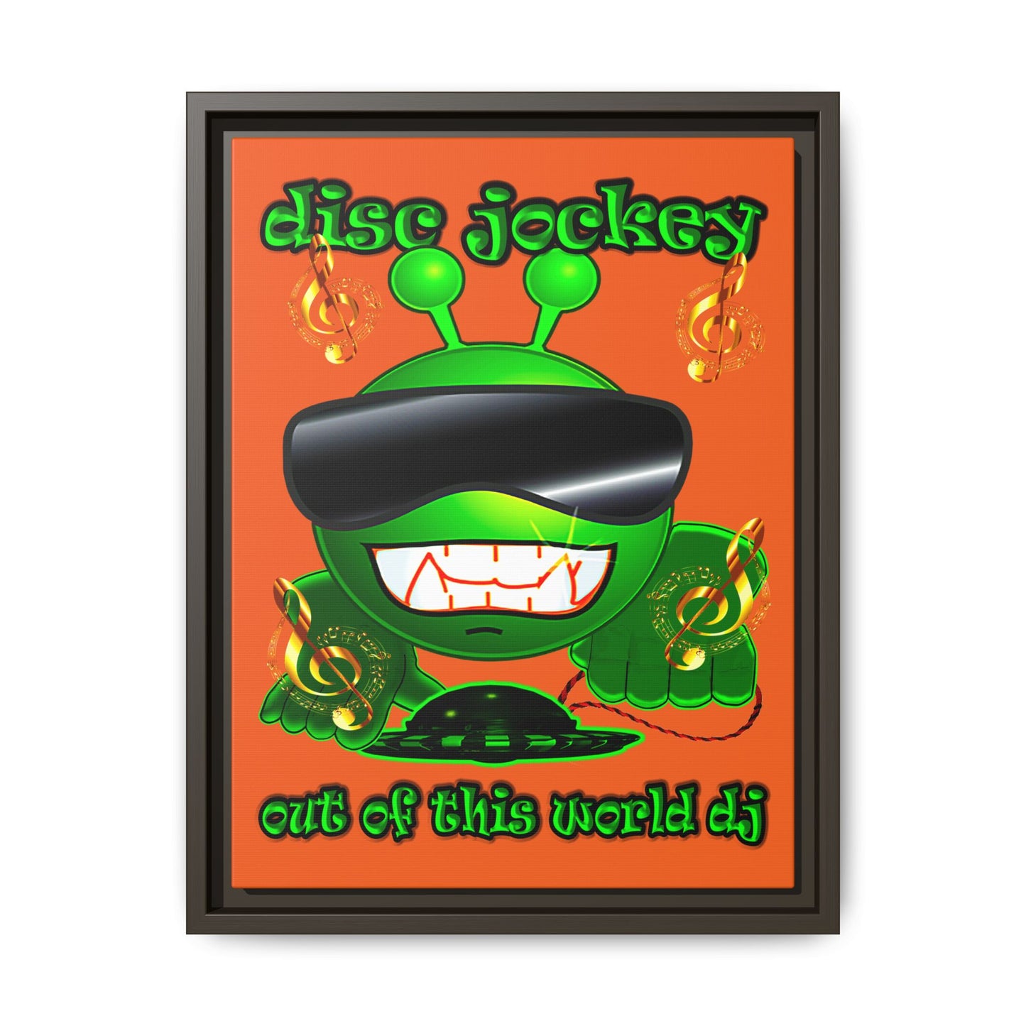 disc jockey - framed canvas art (orange)