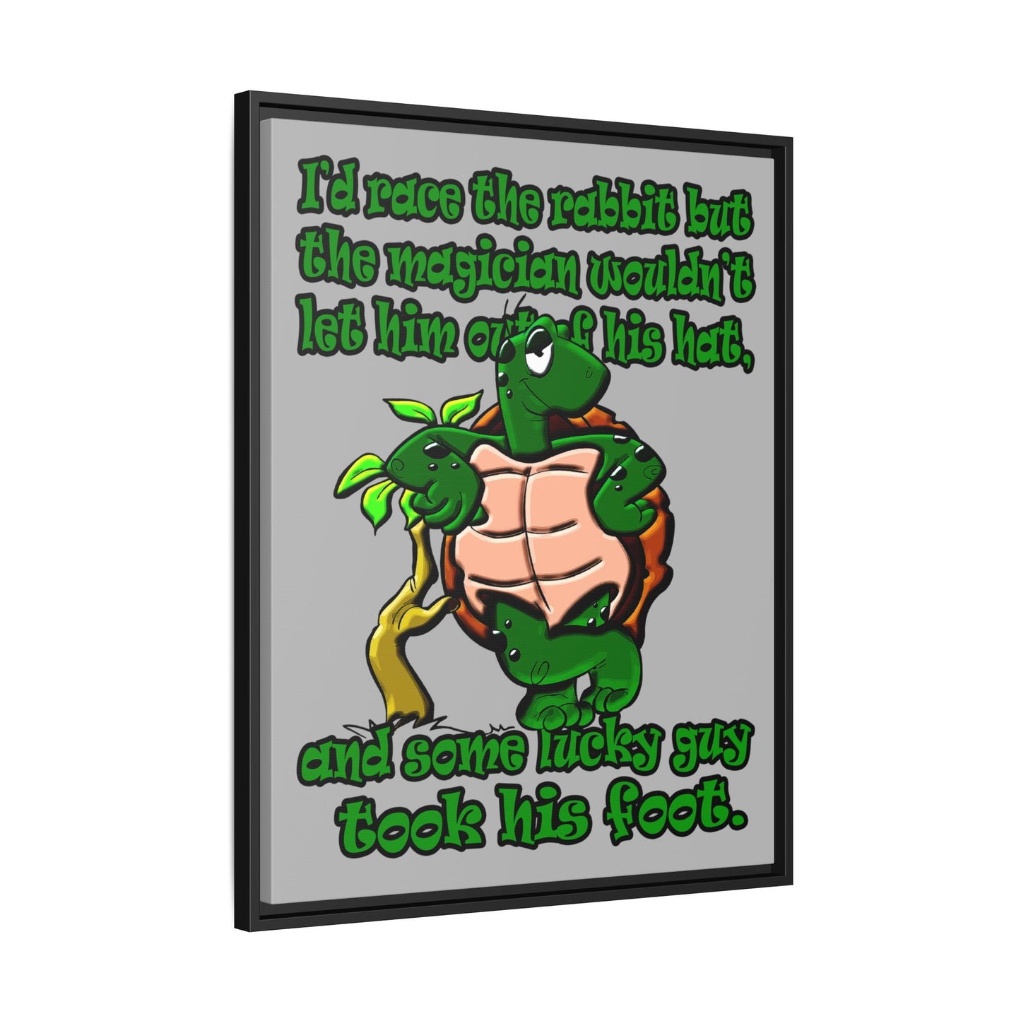 turtle race - framed canvas art (light grey)