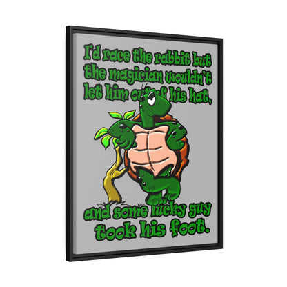 turtle race - framed canvas art (light grey)