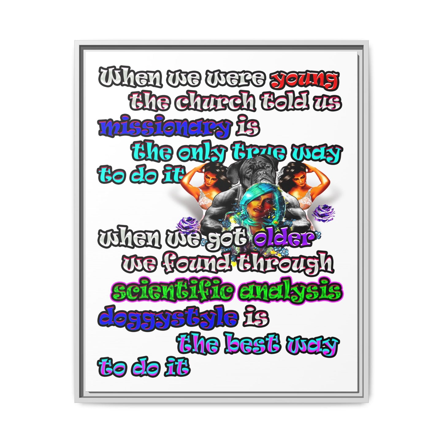 doggystyle - framed canvas art (white)