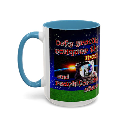 defy conquer reach - Accent Mug ('snoops' background)