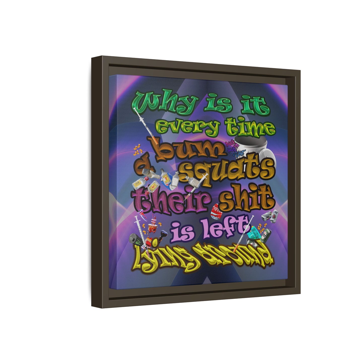 the bum's shit - framed canvas art (grey-pink wave)