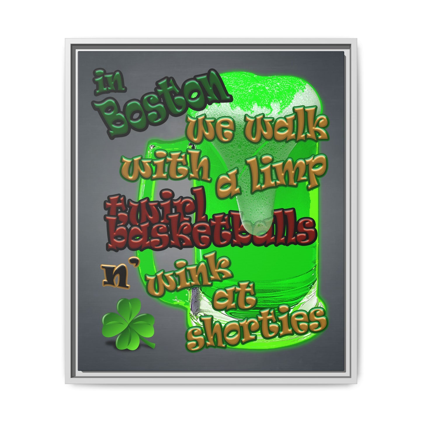 celtics logo - framed canvas art (grey-light grey)