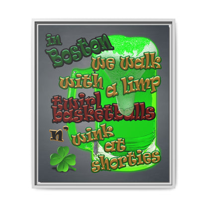 celtics logo - framed canvas art (grey-light grey)
