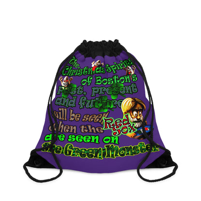 christmas spirits of boston - Drawstring Bag (purple)