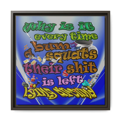 the bum's shit - framed canvas art (blue-white wave)