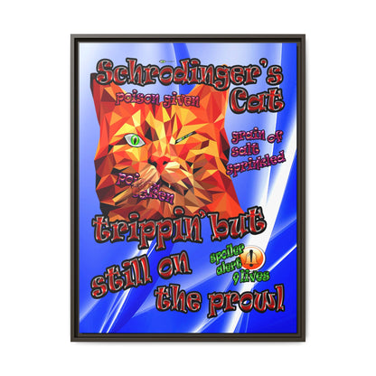 schrodinger's cat - framed canvas art (blue-white wave)
