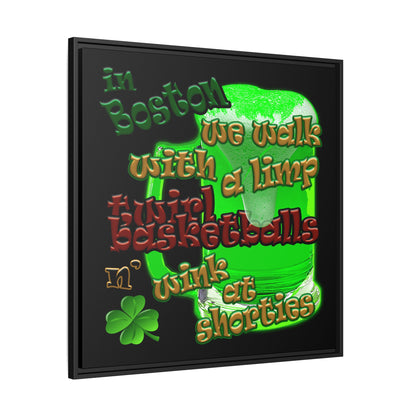 celtics logo - framed canvas art (black)