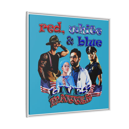 rw&b lives matter - framed canvas art (turquoise)