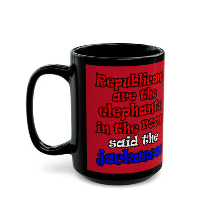 donkeys and elephants - Black Mug (dark red)