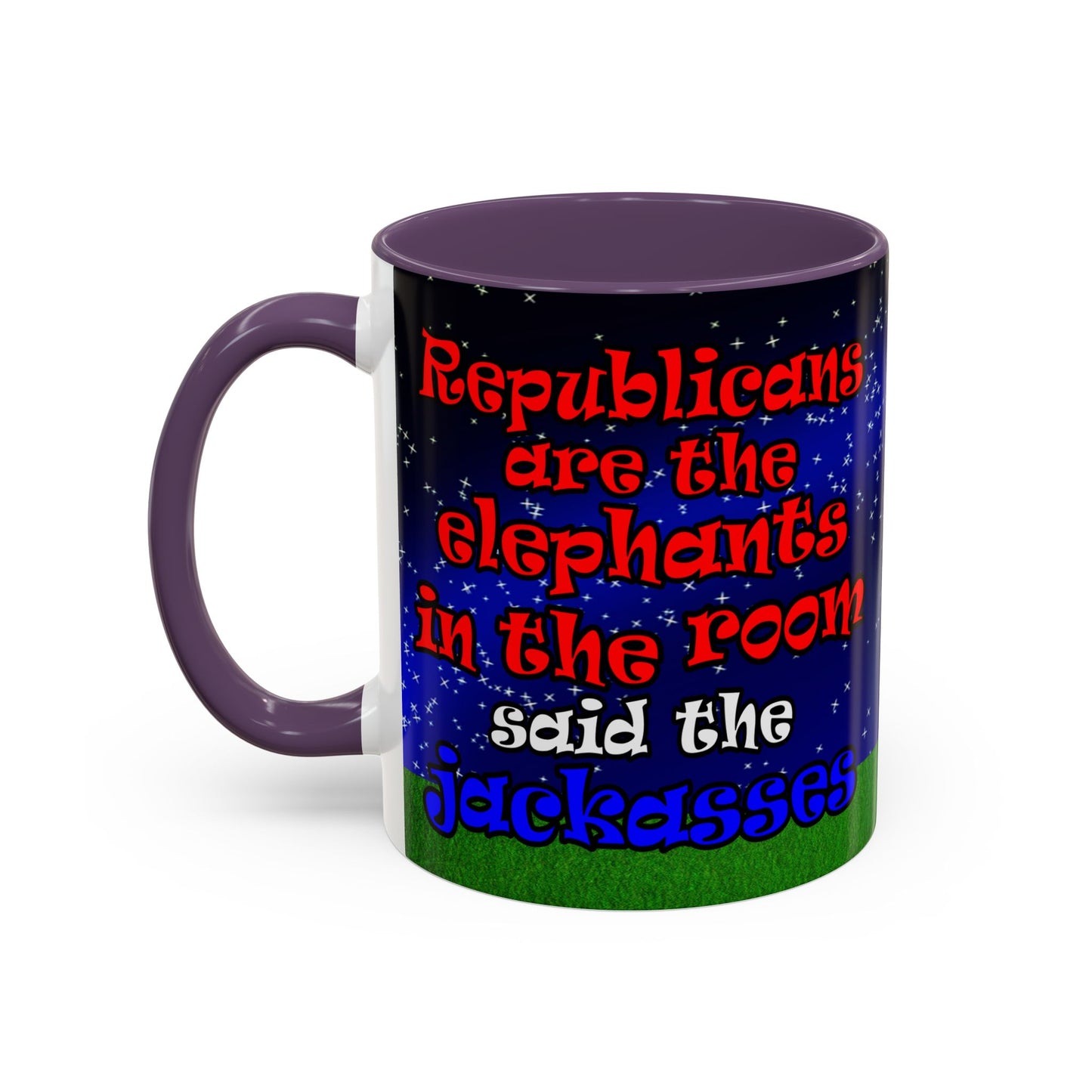 donkeys and elephants - Accent Mug ('snoops' background)