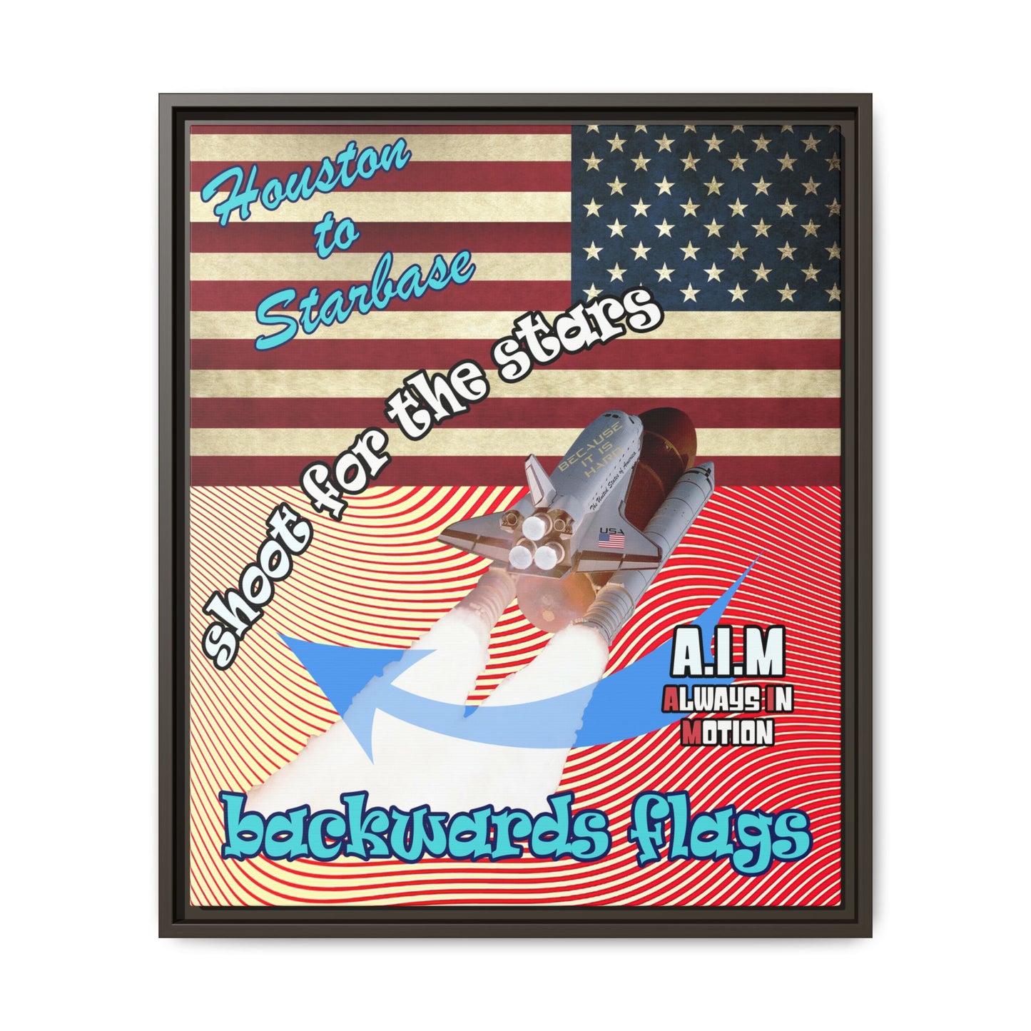 shoot for the stars - framed canvas art (yellow-orange wave)