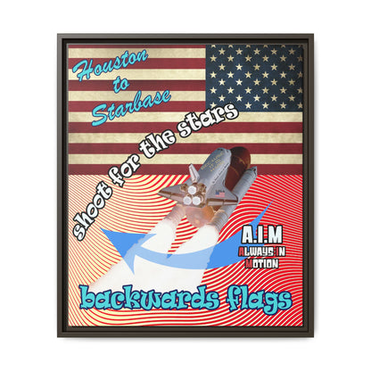 shoot for the stars - framed canvas art (yellow-orange wave)
