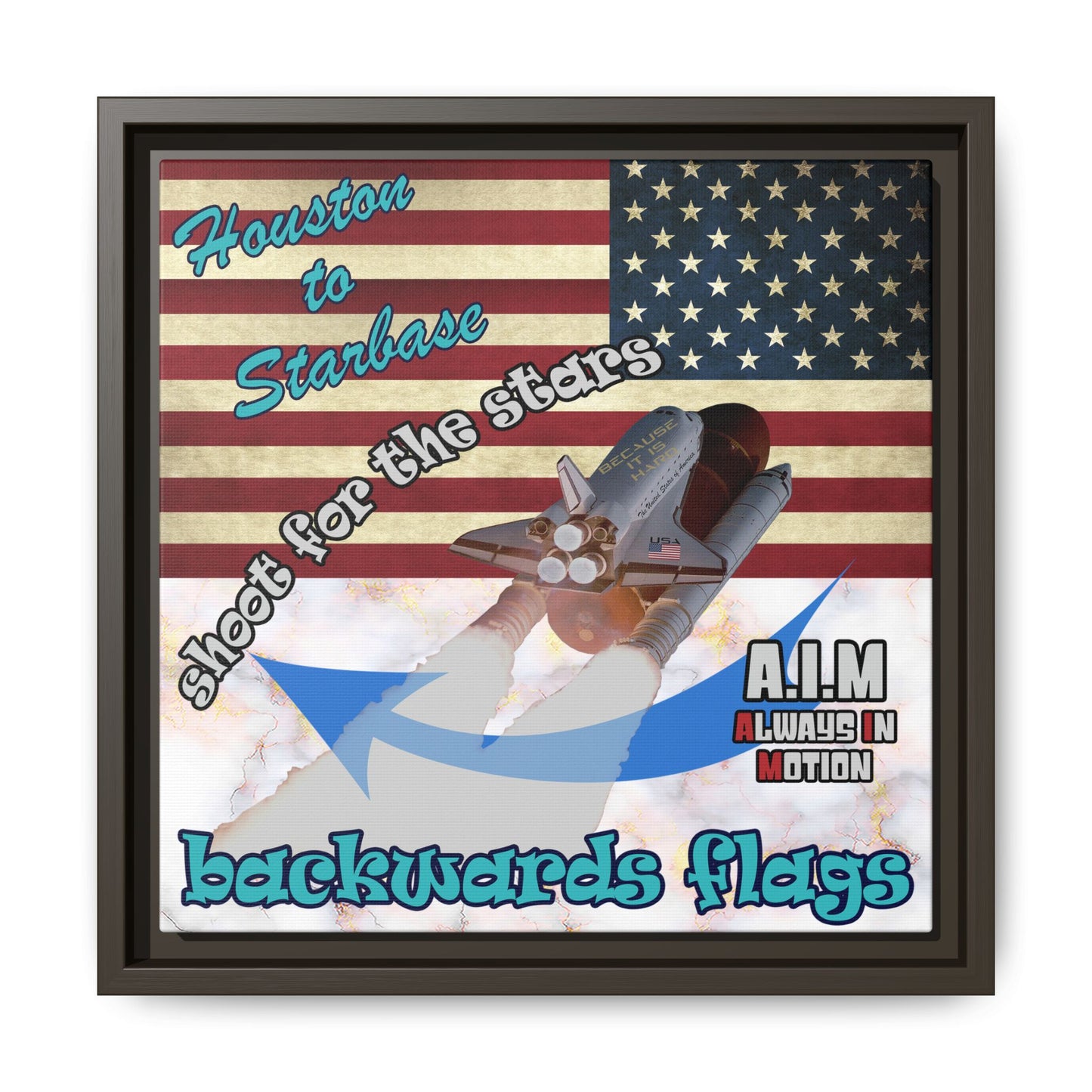 shoot for the stars - framed canvas art (white marble)