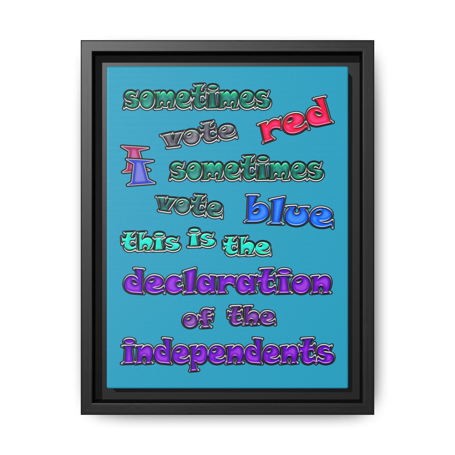 declaration of the independents - framed canvas art (turquoise)