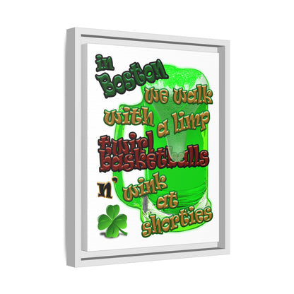 celtics logo - framed canvas art (white)