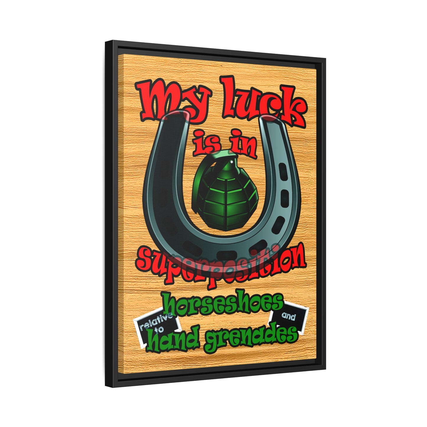 my luck - framed canvas art (butterscotch wood finish)