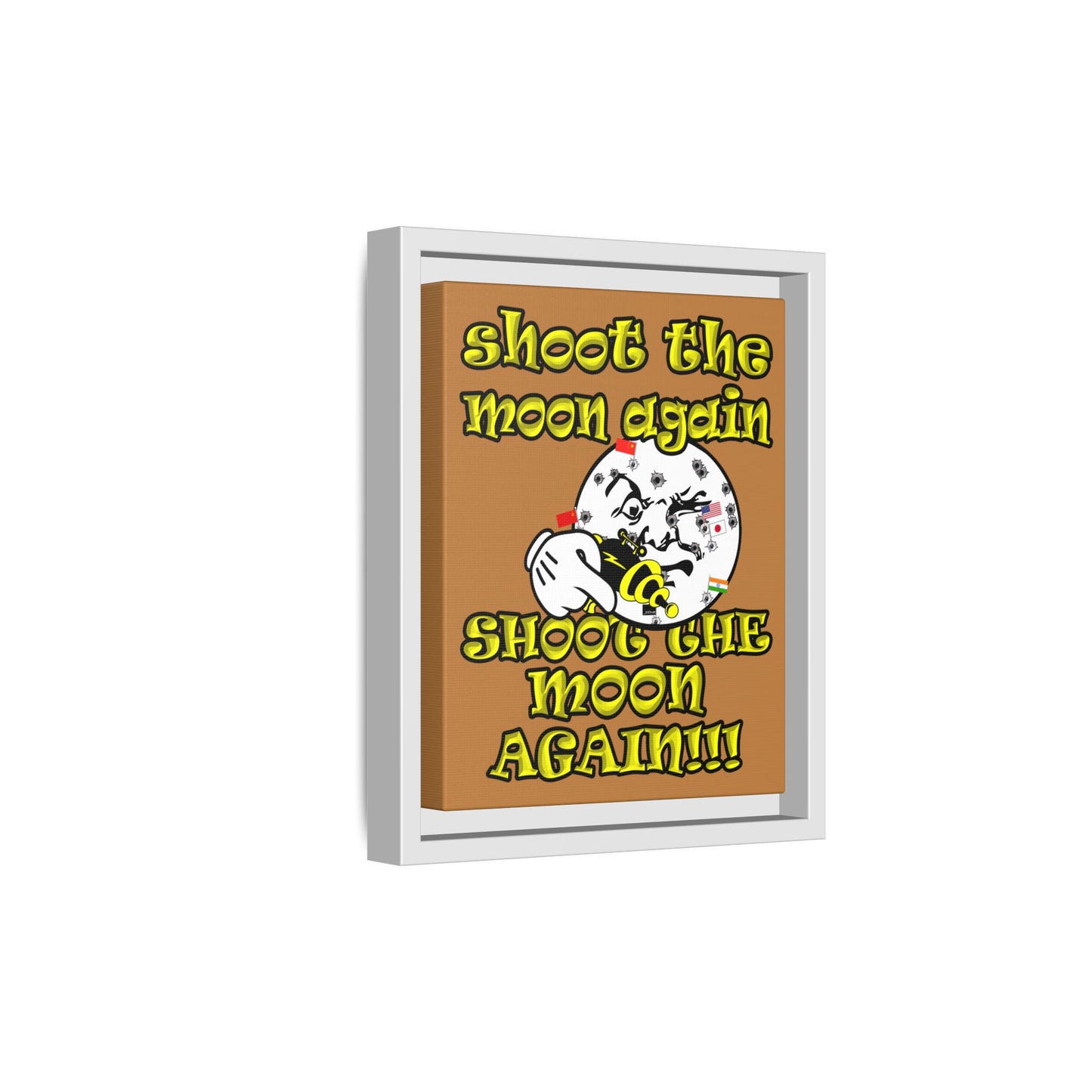 shoot the moon again - framed canvas art (light brown)