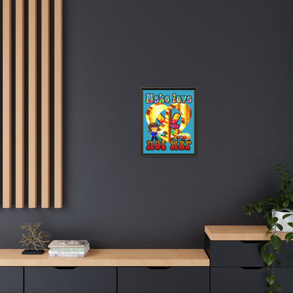 love peace - framed canvas art (turquoise)