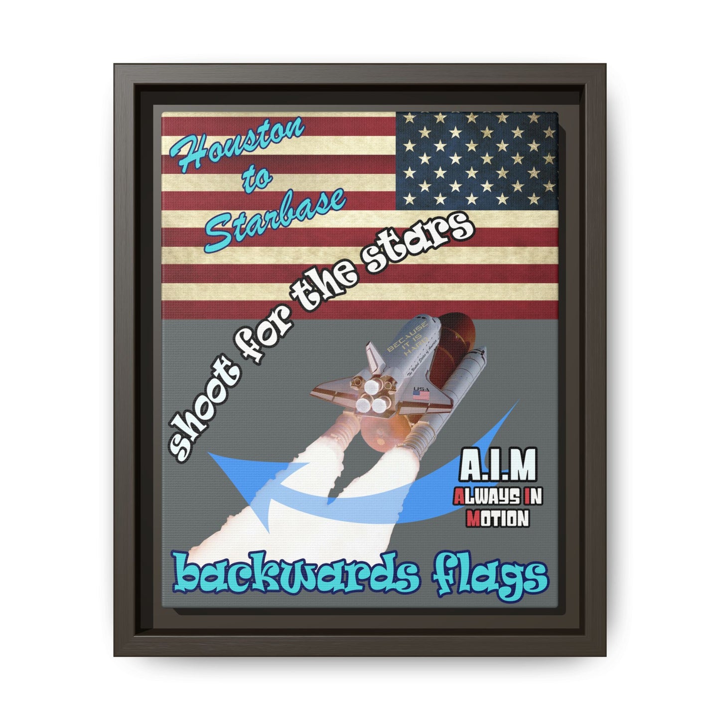 shoot for the stars - framed canvas art (dark grey)