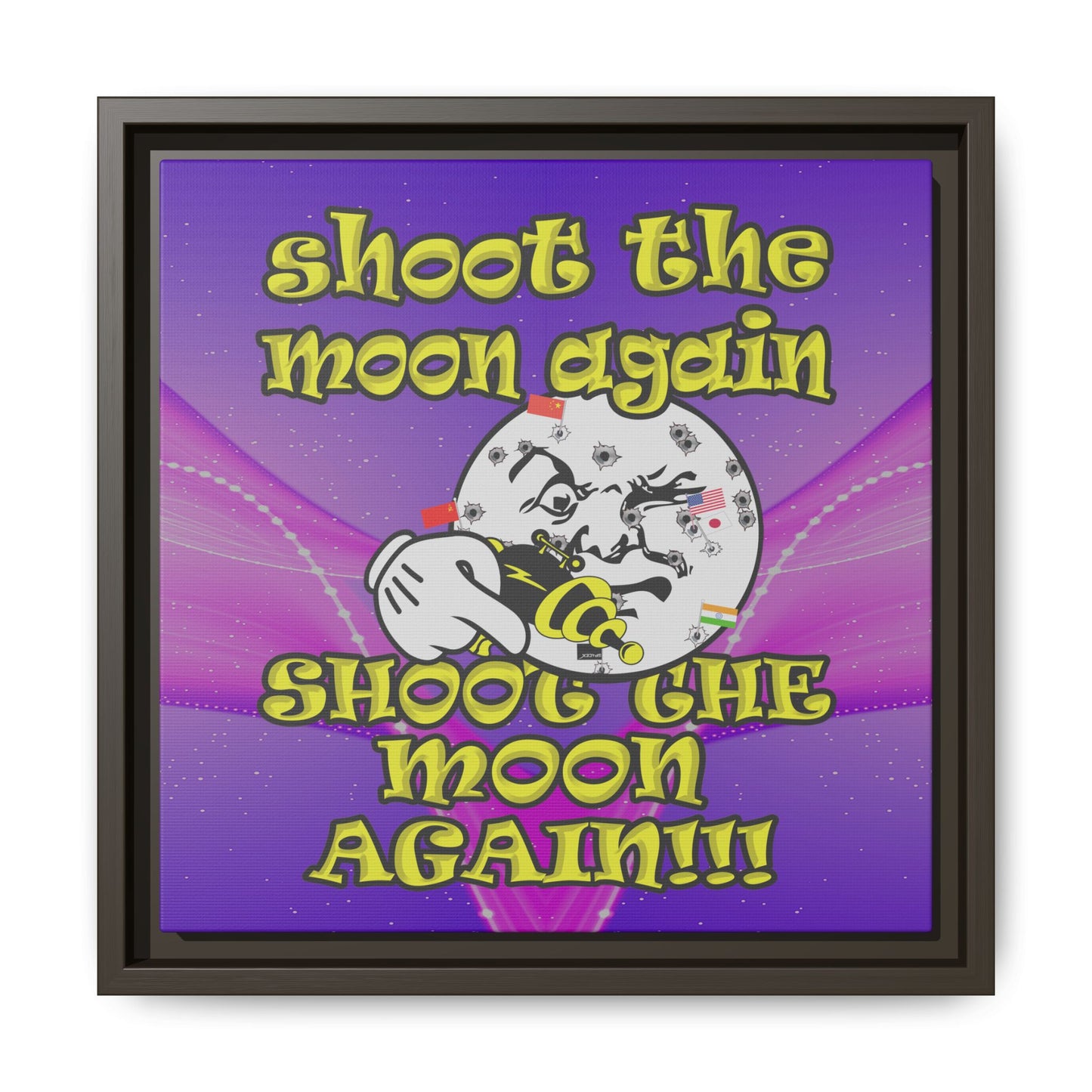 shoot the moon again - framed canvas art (purple-pink wave)