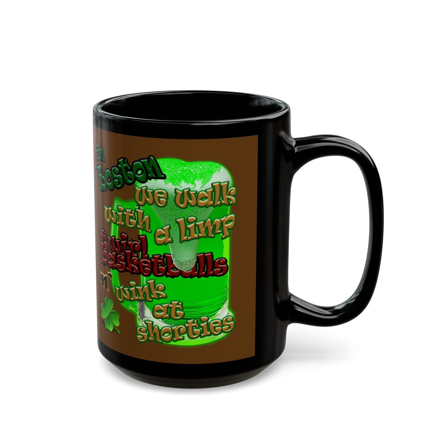 celtics logo - Black Mug (brown)
