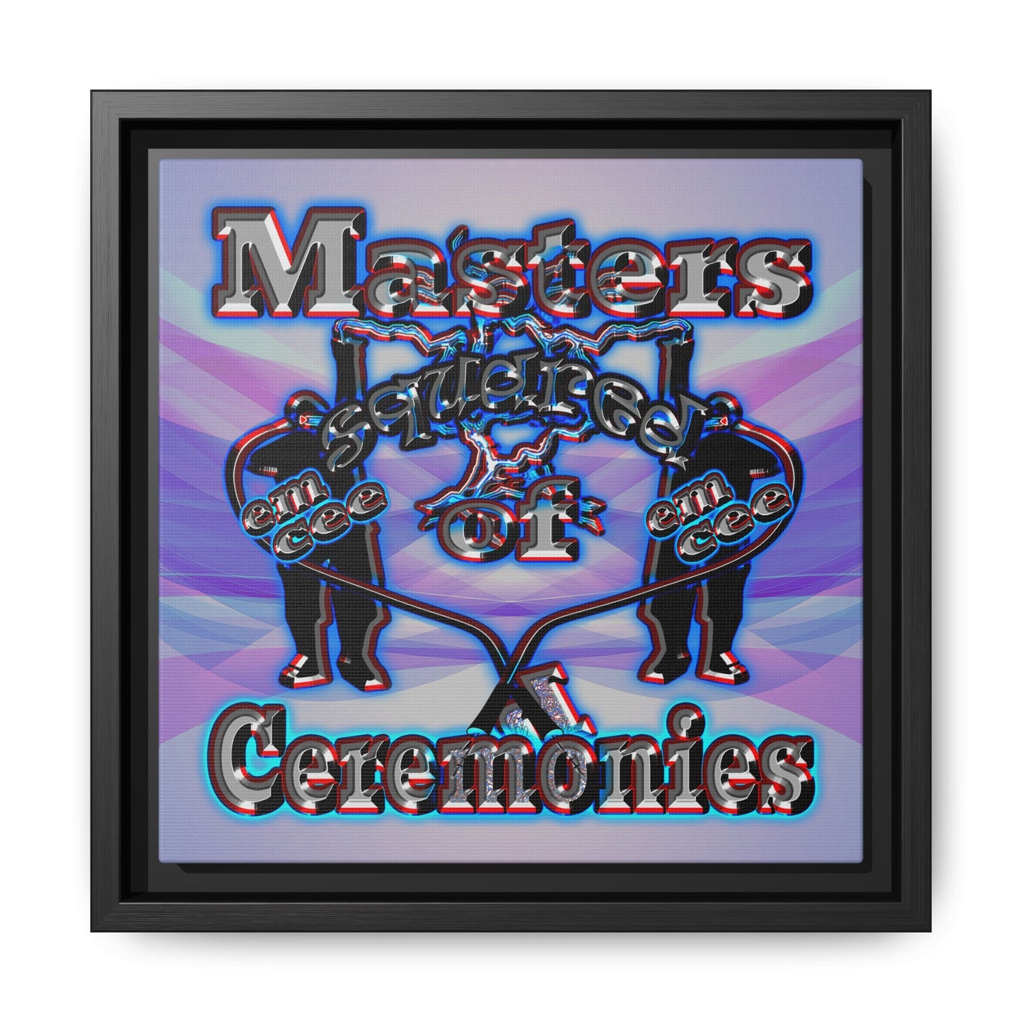 em cee squared - framed canvas art (light blue-pink wave)