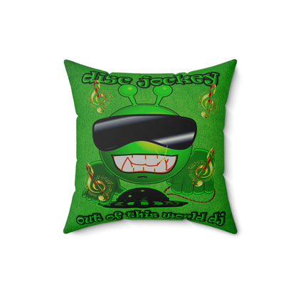 disc jockey - Faux Suede Square Pillow - (green turf)