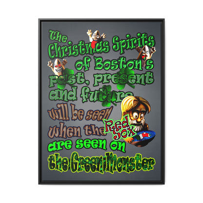 christmas spirits of boston - framed canvas art (grey-light grey)