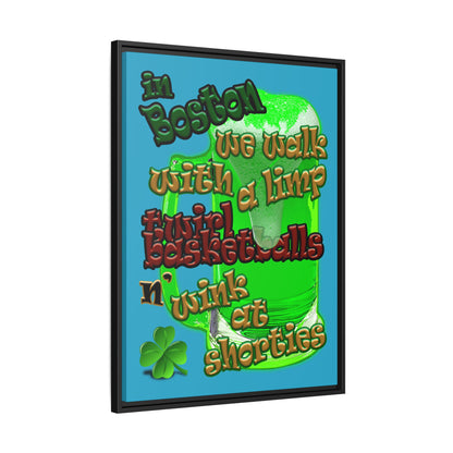 celtics logo - framed canvas art (turquoise)