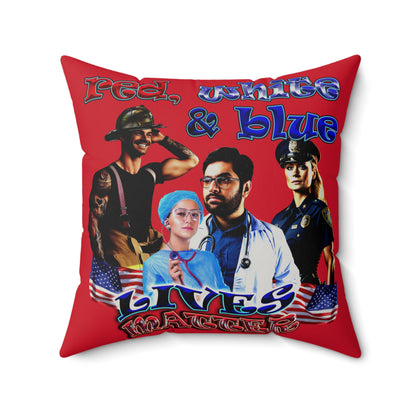rw&b lives matter - Faux Suede Square Pillow - (dark red)