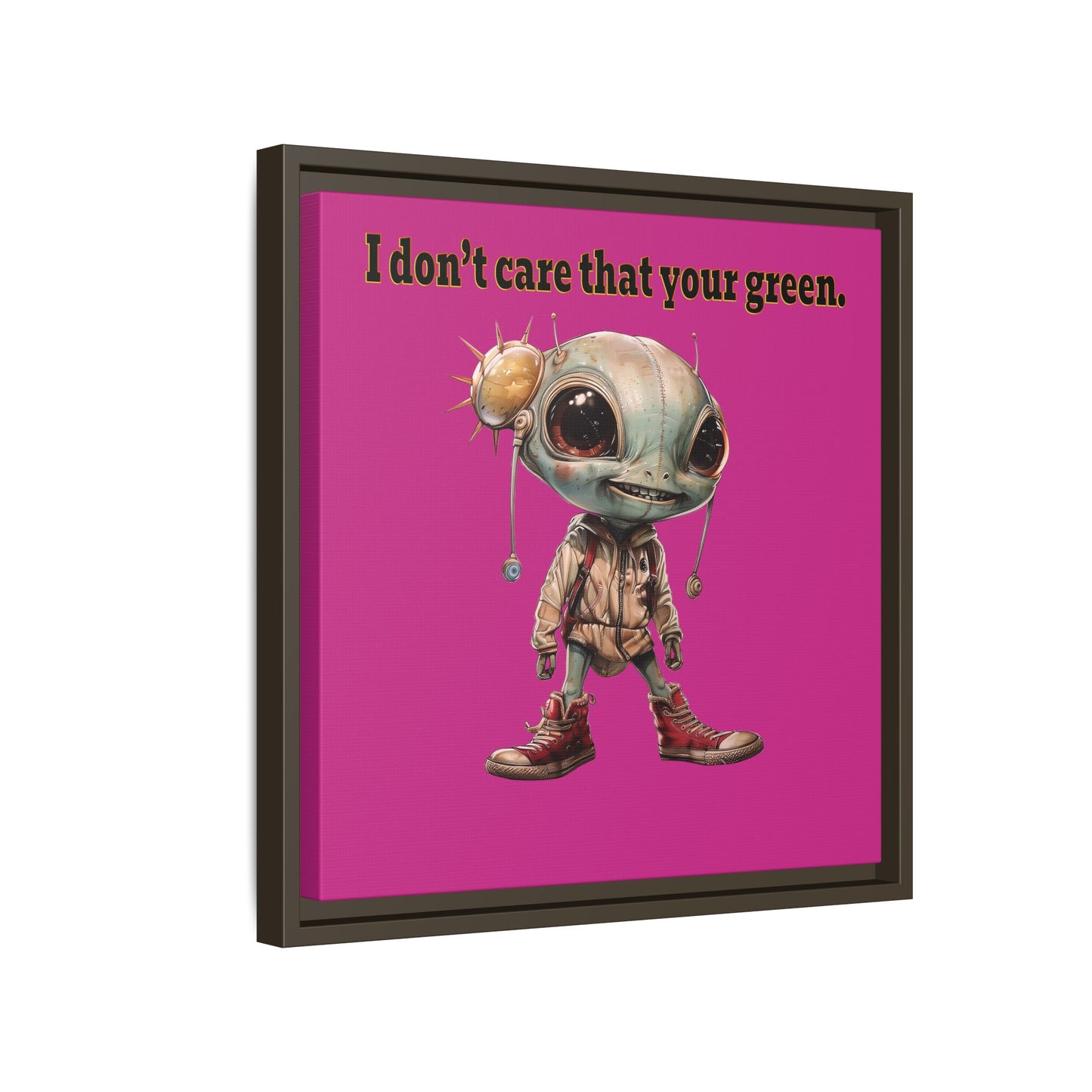 I don't care that your green - framed canvas art (pink)