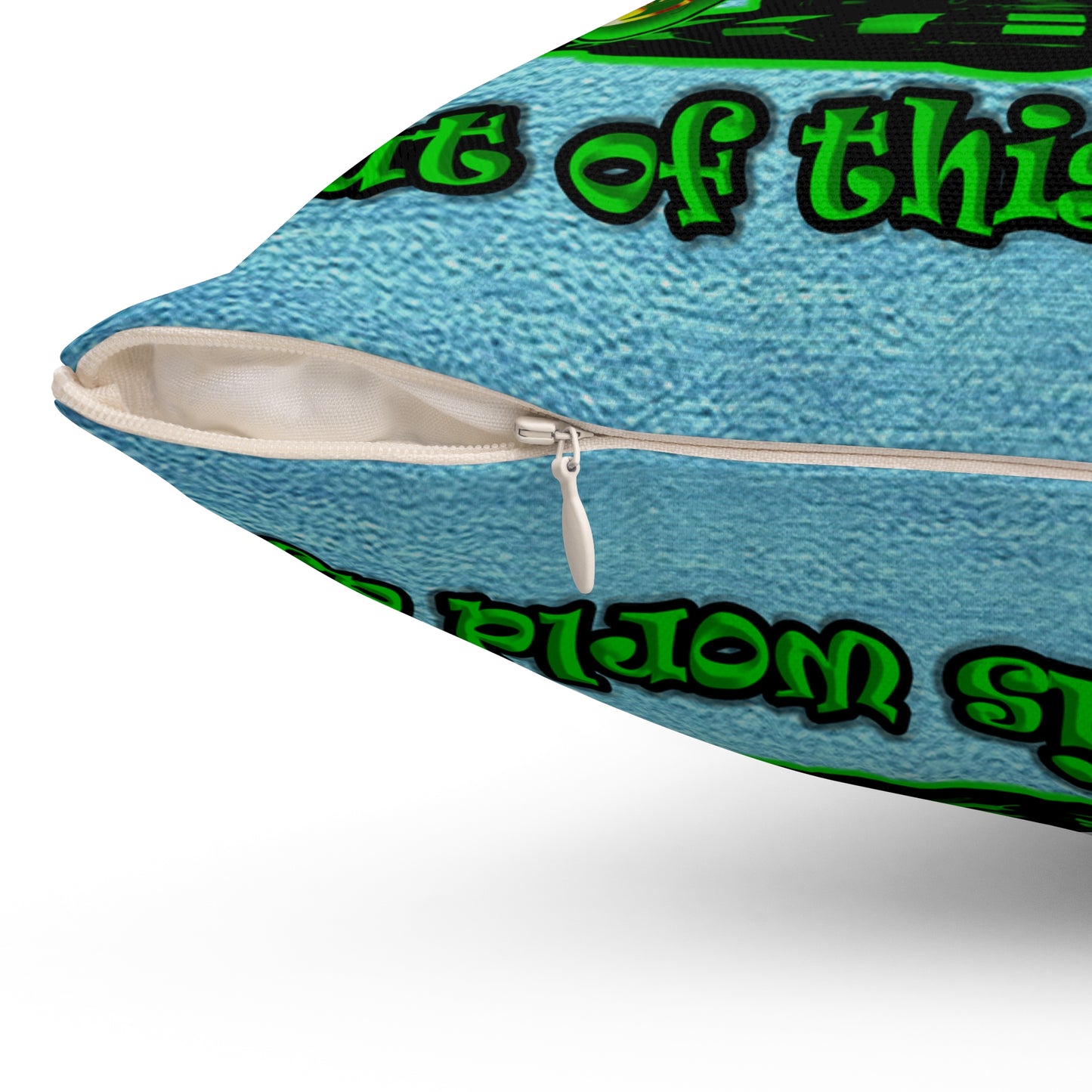 disc jockey - Spun Polyester Square Pillow - (faded dark blue)