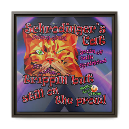 schrodinger's cat - framed canvas art (grey-pink wave)