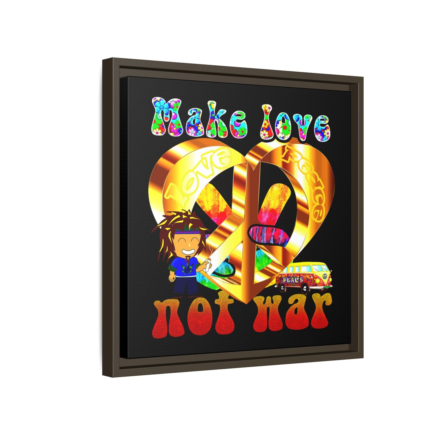 love peace - framed canvas art (black)